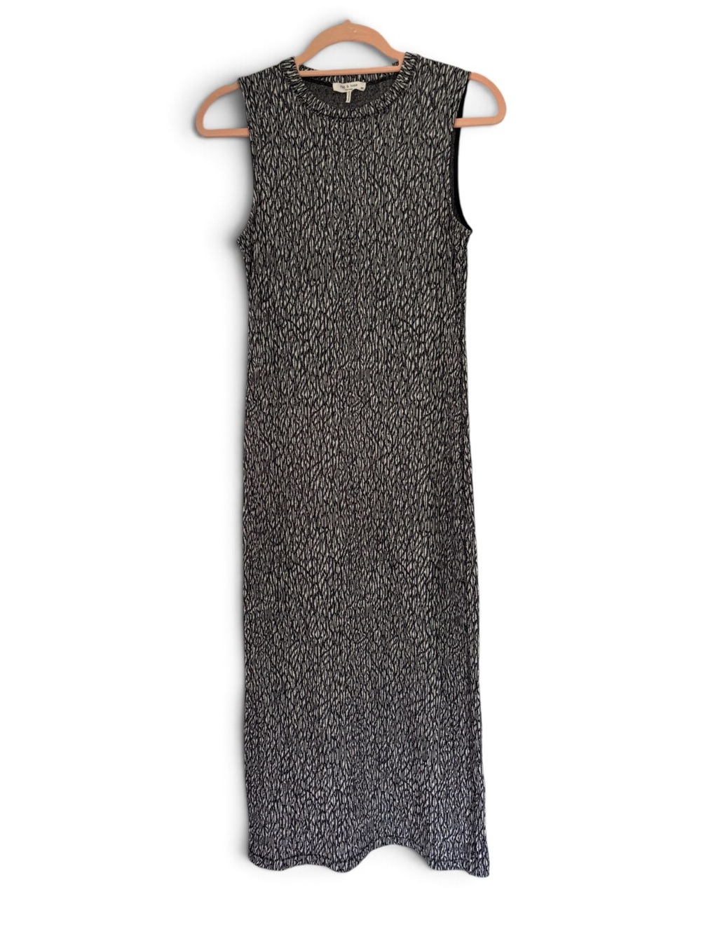 RAG & BONE Black and White Sleeveless Knit MIDI/Maxi Bodycon Dress Size S